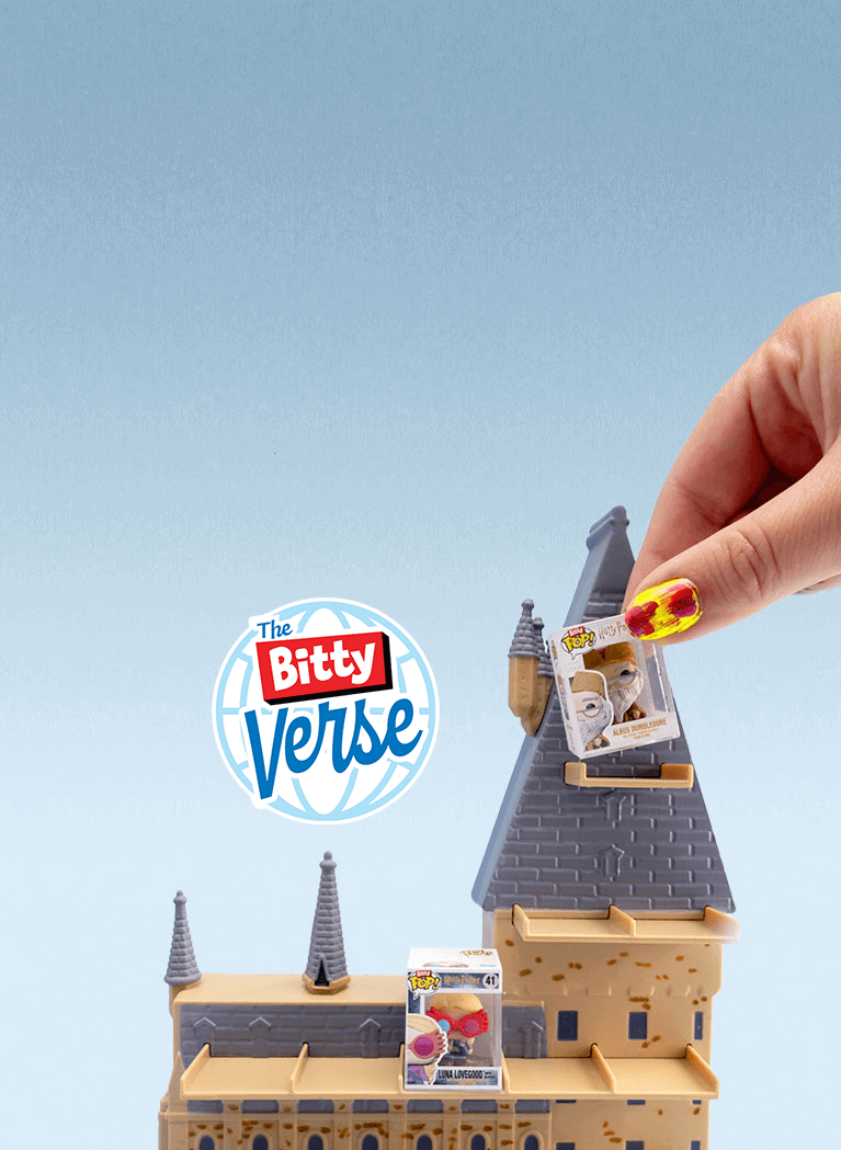 Funko Bitty Pop! Hogwarts Castle display with Bitty Pop! logo