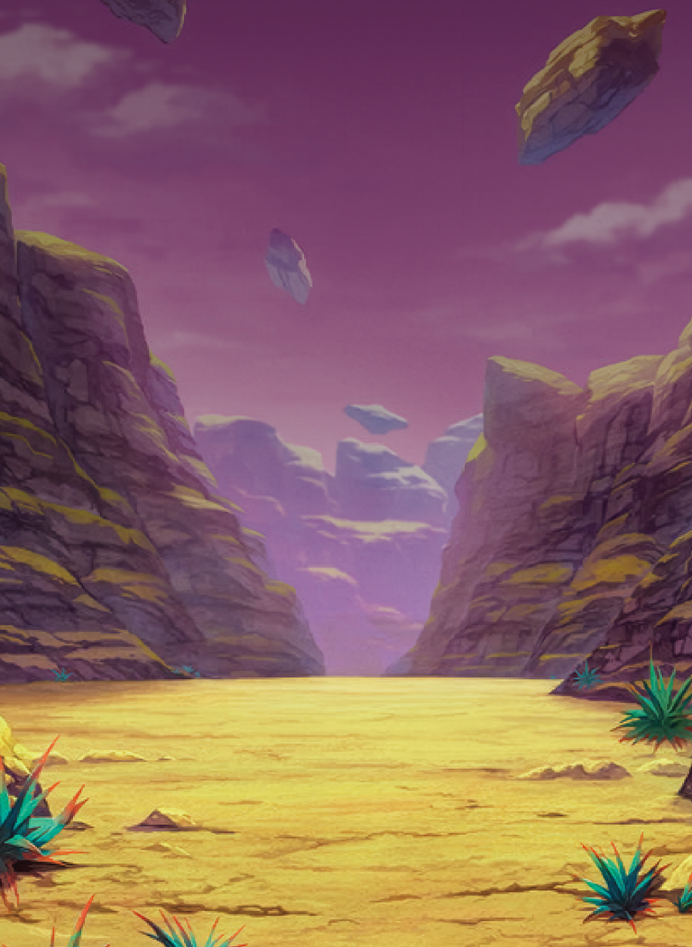 Purple sky with Gold-colored canyon setting